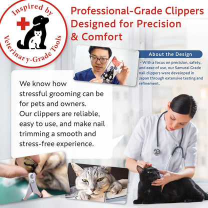 HIBINO Samurai-Grade Cat Nail Clippers | Vet Recommended | Sharper, Quieter & Safer | Precision Blade for Stress-Free Grooming | Non-Slip Grip | Lifetime Durability | Made in Japan