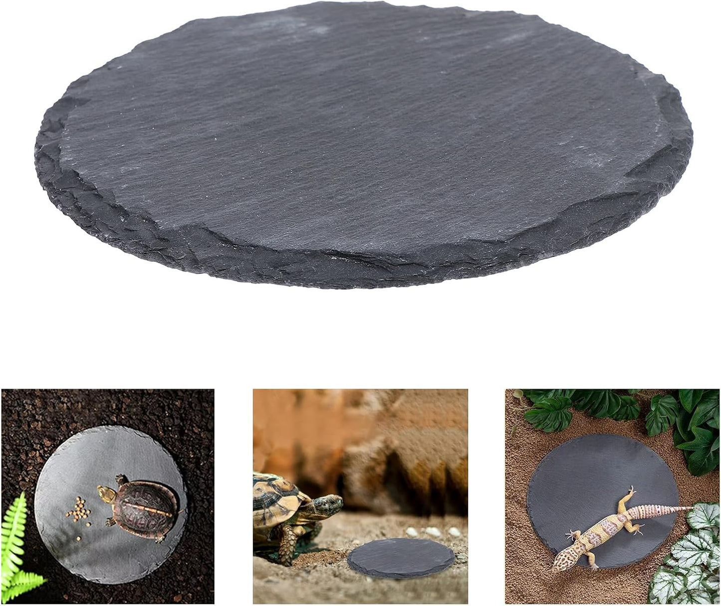 Reptile Basking Platform Rock Tortoise Habitat Slate Rock for Reptiles Food Dish Landscape Habitat Decor Accessories for Crested Gecko Lizard Bearded Dragon Turtle