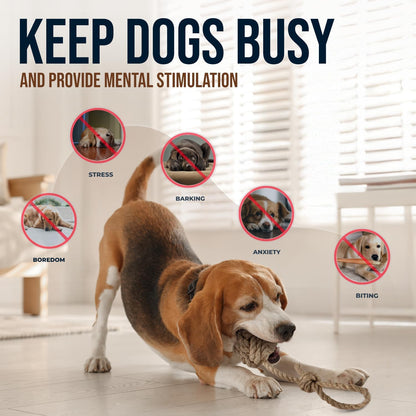 4Pcs Coffee Wood Chew Stick & Hemp Dog Ball Toy for Small & Medium Dog 25-50lbs, 100% Natural, Teething Chewing Interactive to Keep Them Busy, Wood Chew Toy for Birthday