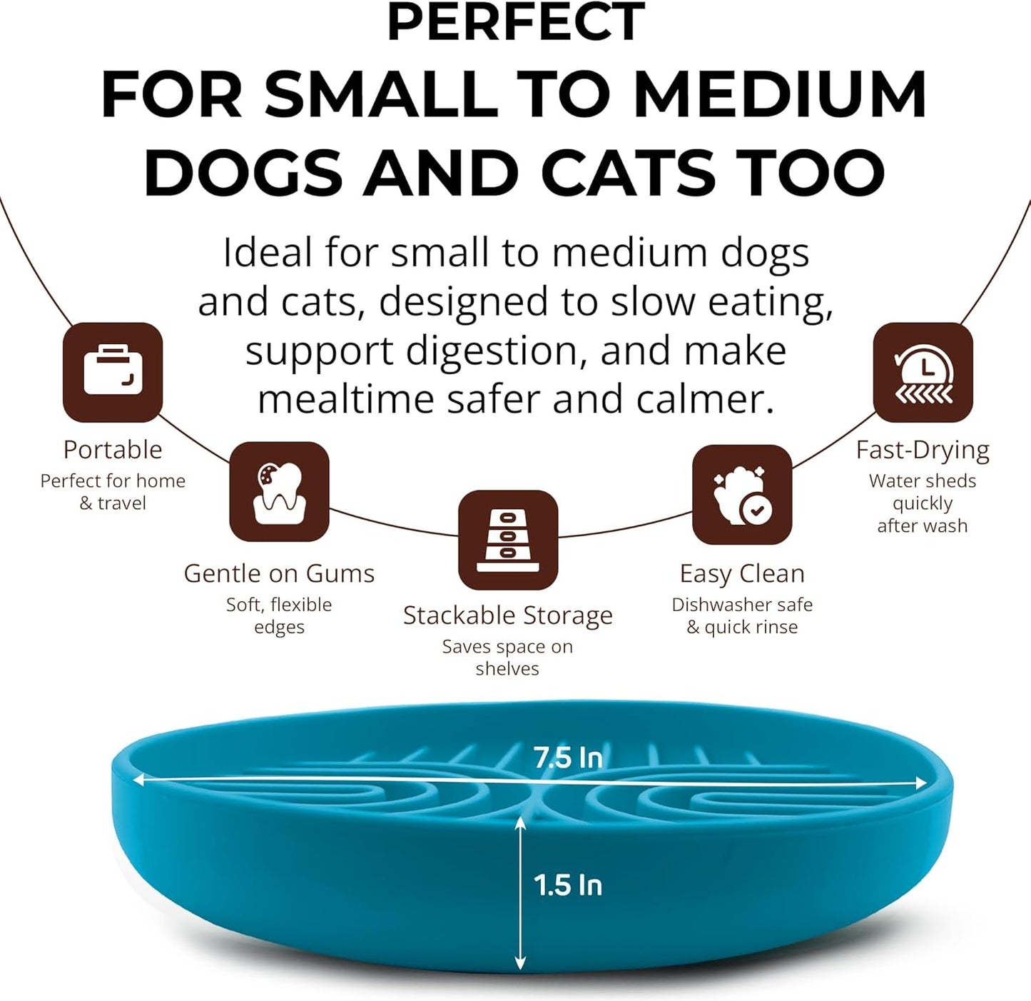 Slow Feeder Dog Bowls, Dishwasher Safe, Non-Slip Base, BPA-Free Slow Eating Dog Bowl (Blue, 1-Pack)
