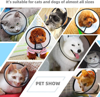 Plastic Pet Recovery Collars & Cones for Dogs and Cats After Surgery Adjustable Dog Neck Cone Surgical Elizabeth E-Collar Prevent Biting and Stop Licking Wound (S)