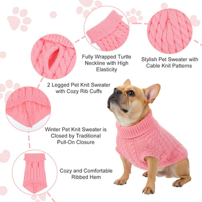 2 Pack Dog Sweaters for Medium Dogs, Soft Knitted Puppy Sweater Pet Warm Clothes in Winter Cold Weather Pullover Design Medium Dog Sweater for Boy Girl Dogs Cats (Grey, Pink)