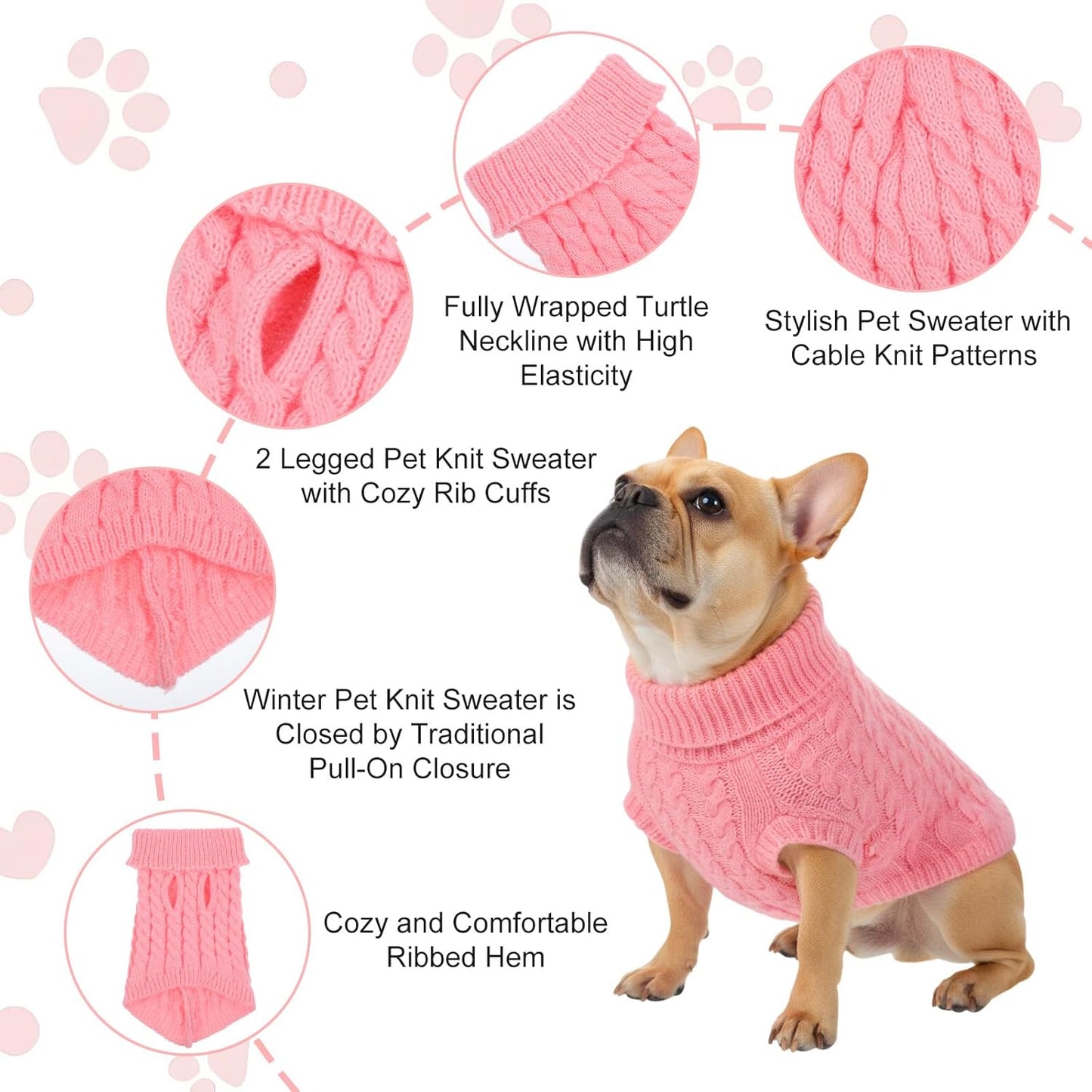 2 Pack Dog Sweaters for Medium Dogs, Soft Knitted Puppy Sweater Pet Warm Clothes in Winter Cold Weather Pullover Design Medium Dog Sweater for Boy Girl Dogs Cats (Grey, Pink)