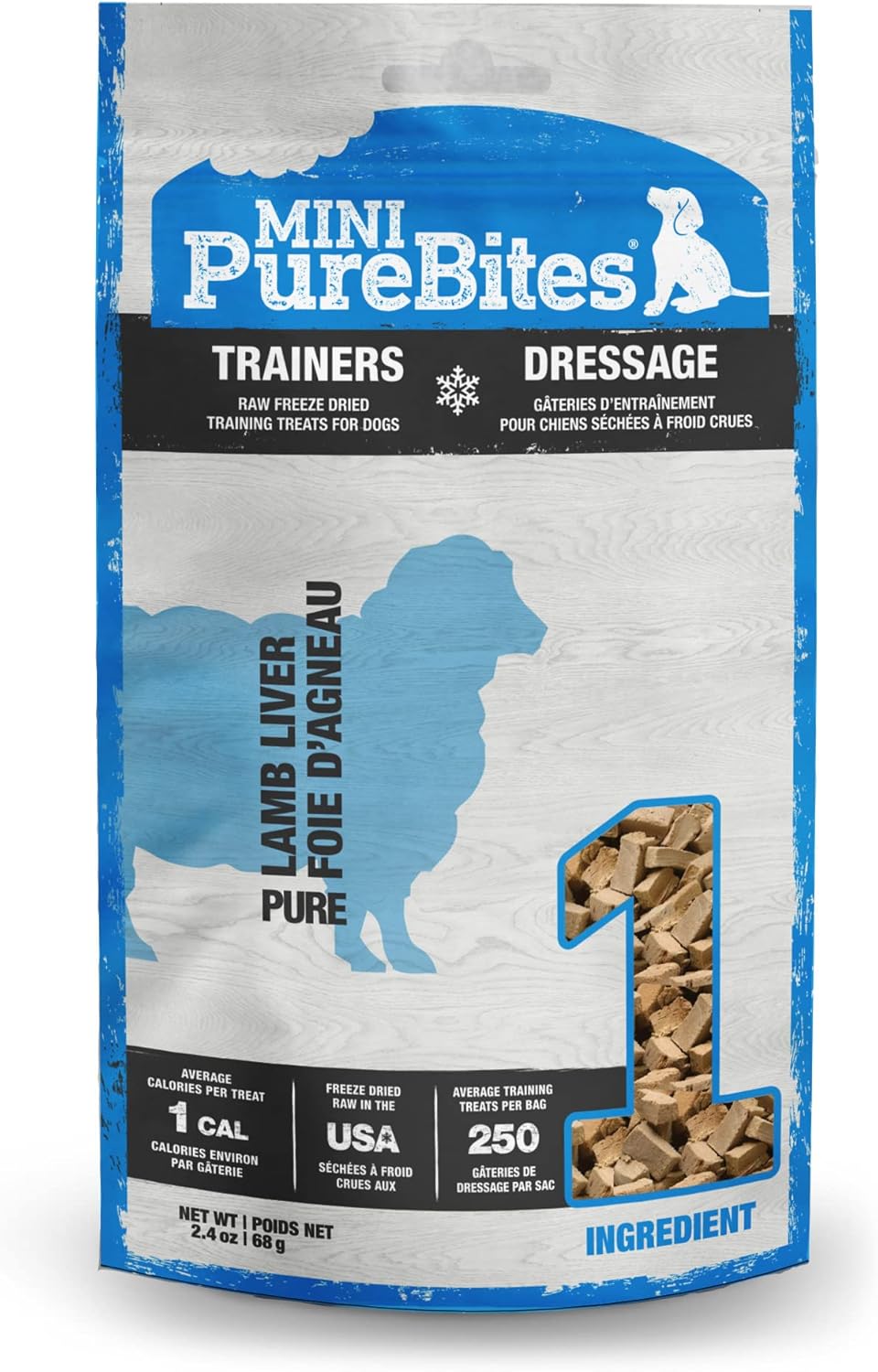 PureBites Mini Lamb Freeze Dried Dog Treats, 1 Ingredient, Made in USA, 2.4oz