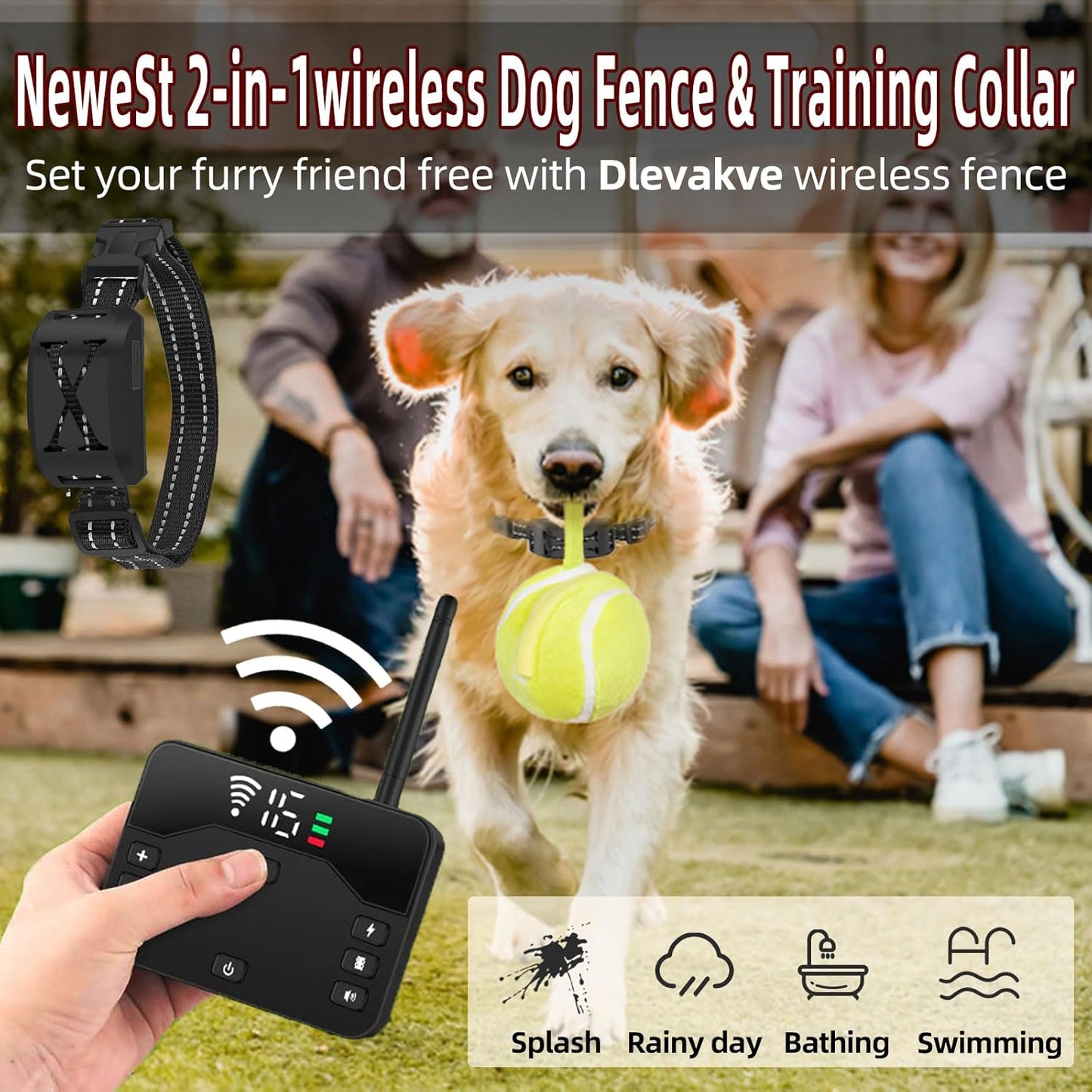 Wireless Dog Fence System for 2 Dogs, 2025 Newest Electric Fence for Dogs, Portable 2 in 1 Waterproof Training Shock Collar with Remote Control,Perimeter Dog Collar Up to 985ft Adjustable
