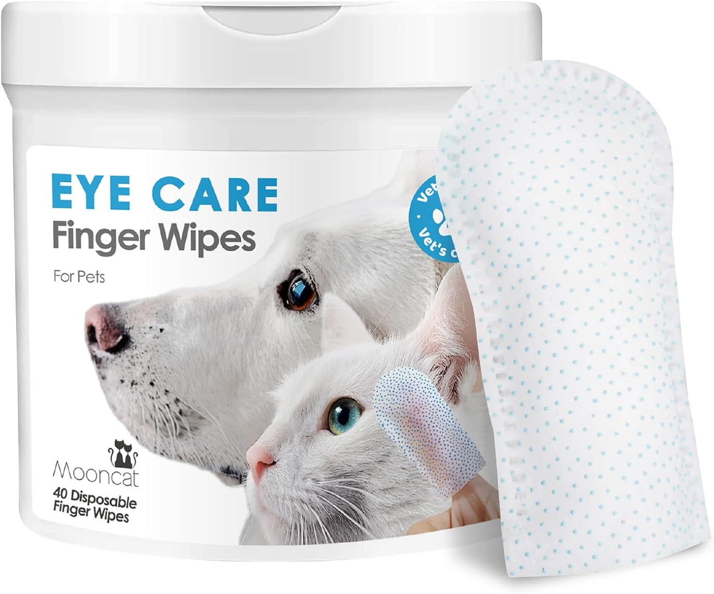 Mooncat Pet Eye Wipes and Paw Balm Bundle, 40 Count Finger Cot Tear Stain Remover, 2oz Lick Safe Natural Moisturizer for Dry Cracked Pads and Nose