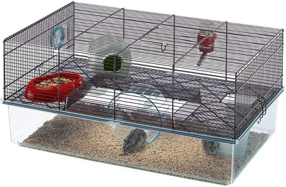 Ferplast Favola Hamster Cage Includes Free Water Bottle, Exercise Wheel, Food Dish & Hamster Hide-Out Large Hamster Cage Measures 23.6L x 14.4W x 11.8H-Inches