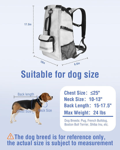 Dog Backpack for Small & Medium Dogs – 4-Layer Safety Pet Carrier with Thick Shoulder Straps, Detachable Waist Bag, Breathable Mesh & Storage Pockets for Travel & Hiking