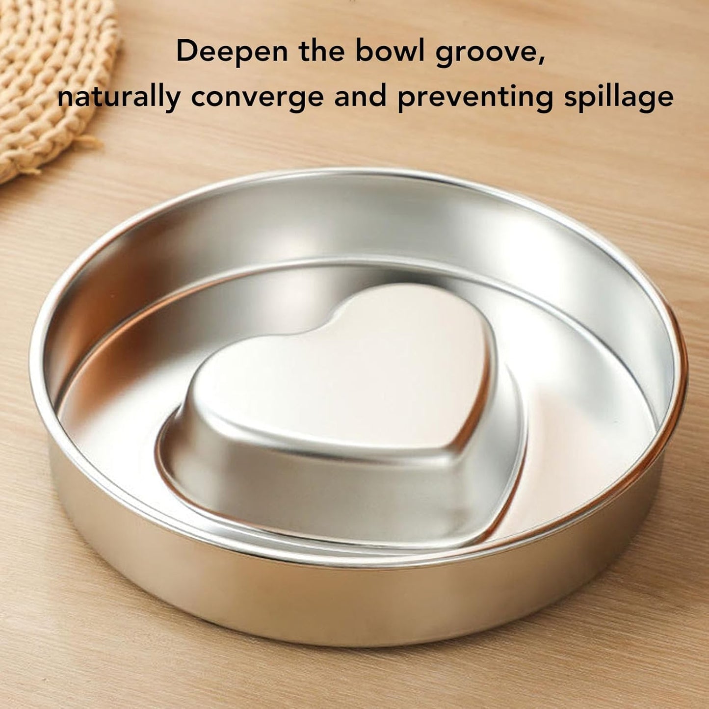 Pssopp Pet Slower Food Feeding Bowls, Stainless Steel Heart Shaped Maze Dog Feeder for Large Medium Small Breeds Pets Slow Down Eating