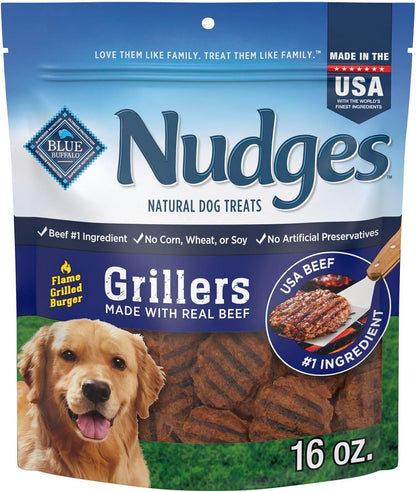 Blue Buffalo Nudges Grillers Natural Dog Treats, Beef, 16oz