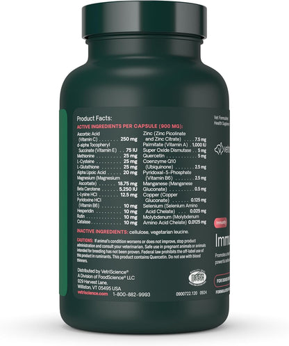 VetriScience Immunity Health Easy-Open Capsules, Immune Plus Supplement for Medium and Large Breed Dogs, Cell Advance Immune and Allergy Support with Antioxidants, Hypoallergenic Formula, 120 Count