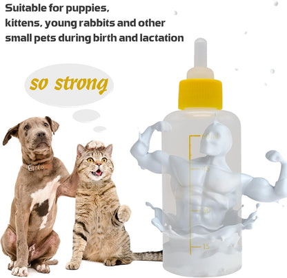 Puppy Kitten Bottle for Nursing, Newborn Baby Dog Cat Rabbit Feeding Bottles with Nipples Feeder Kit