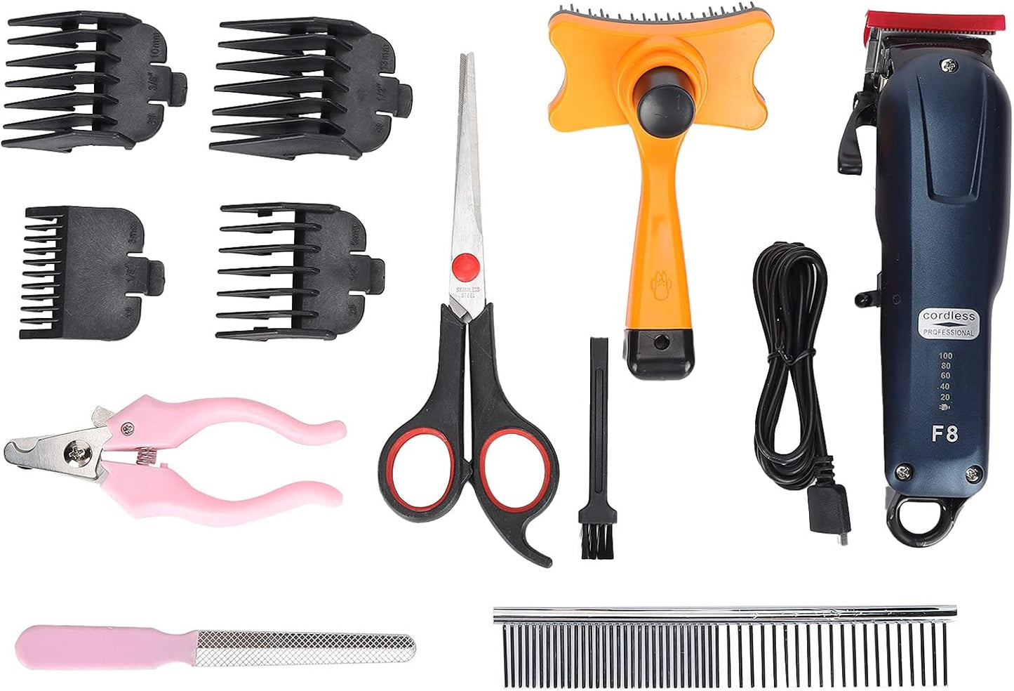 Pet Hair Clippers, Rechargeable Electric, Low Noise, Dog and Cat Grooming Kit - Quiet Precision Motor, Cordless Operation, Professional Home Use