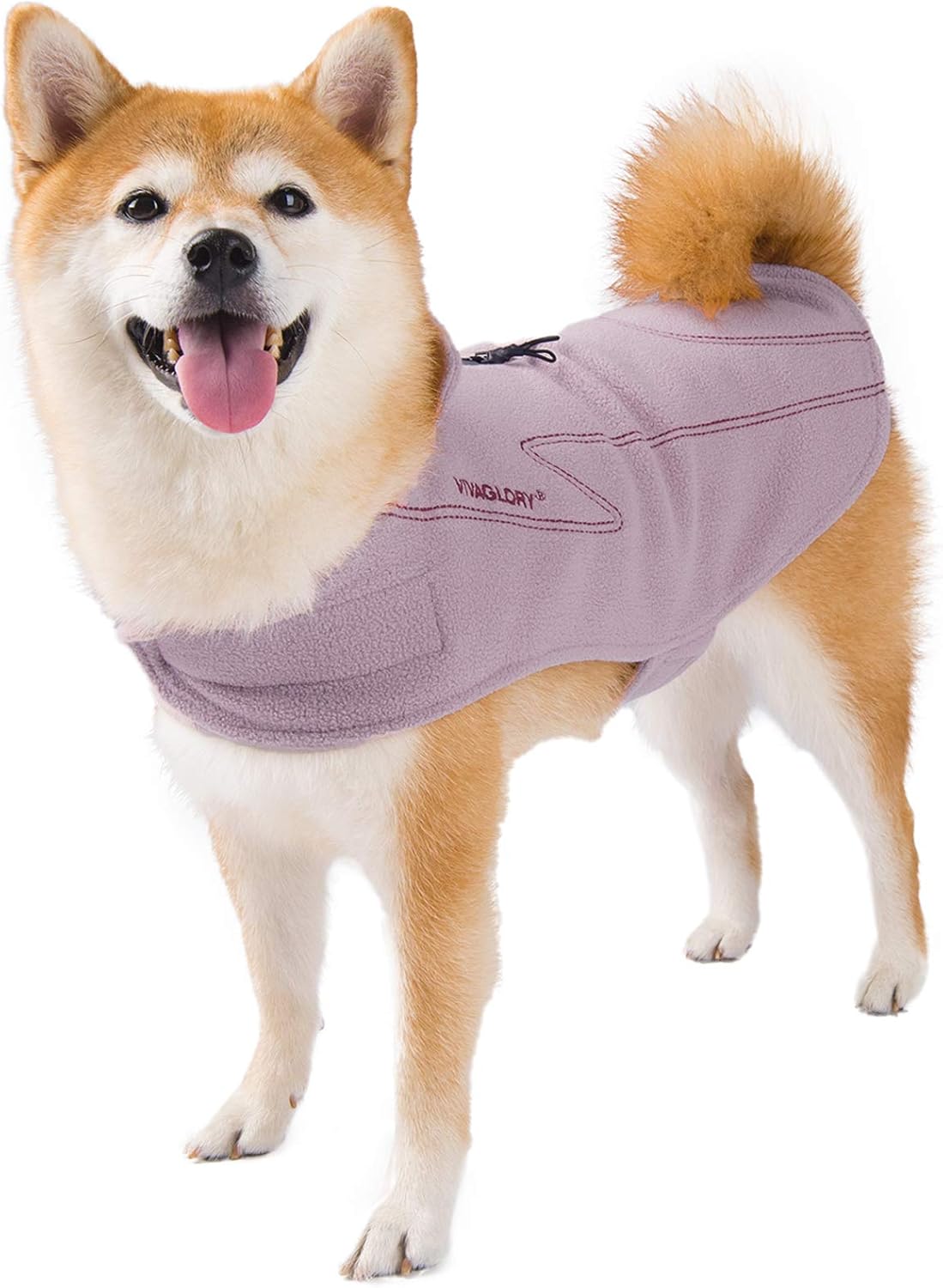 VIVAGLORY Dog Fleece Coat + Short Dog Leash, Easy to Take on and Off, Padded Neoprene & Heavy Duty