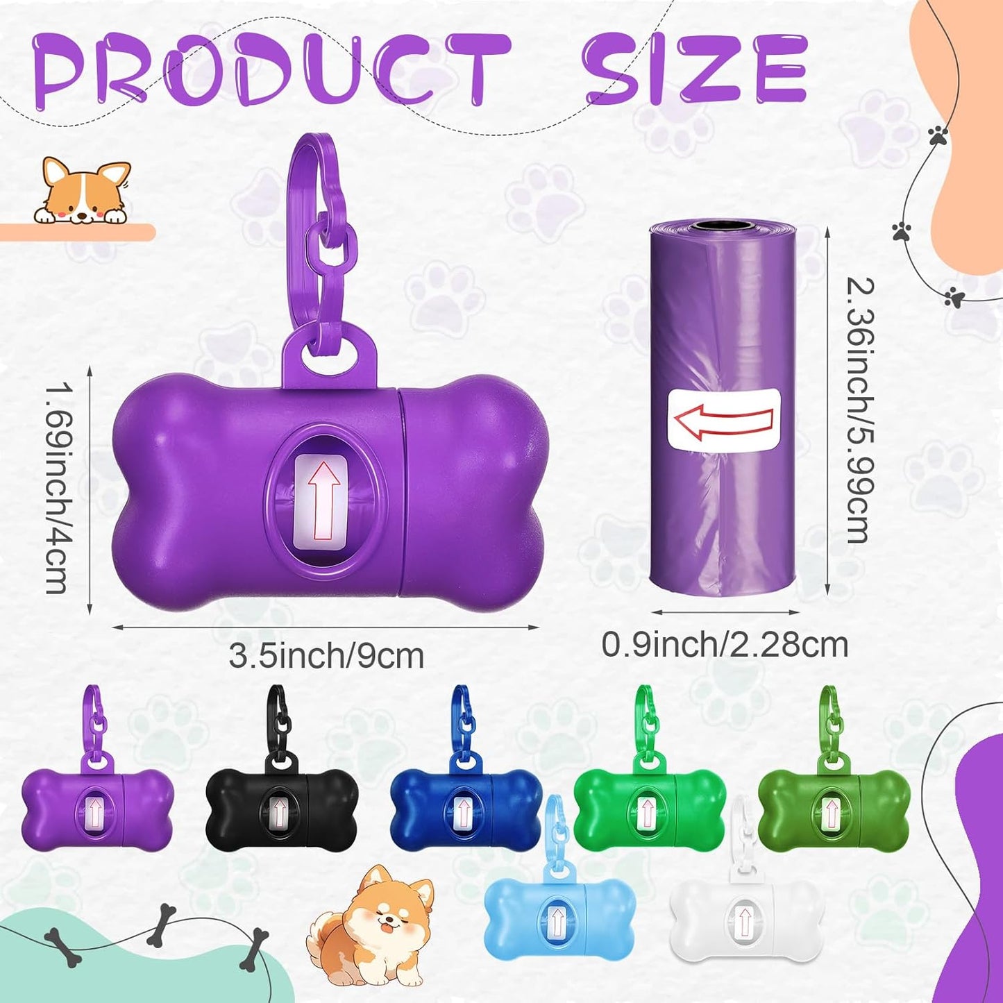 Zhehao 50 Pcs Dog Poop Trash Bag Holder Dispenser Plastic Dog Poop Waste Bag Holder for Leash with Hook and Leak Proof for Walking Hiking Camping (Core,Bone)