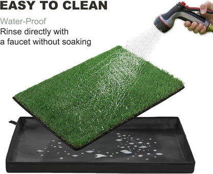 Dog Grass Pad with Foldable Dog Litter Box, Small Liner Base (23”×15”) for Balcony, 2 Artficial Grass Pee Pads for Dogs, Pee Pad Holder, Potty Training