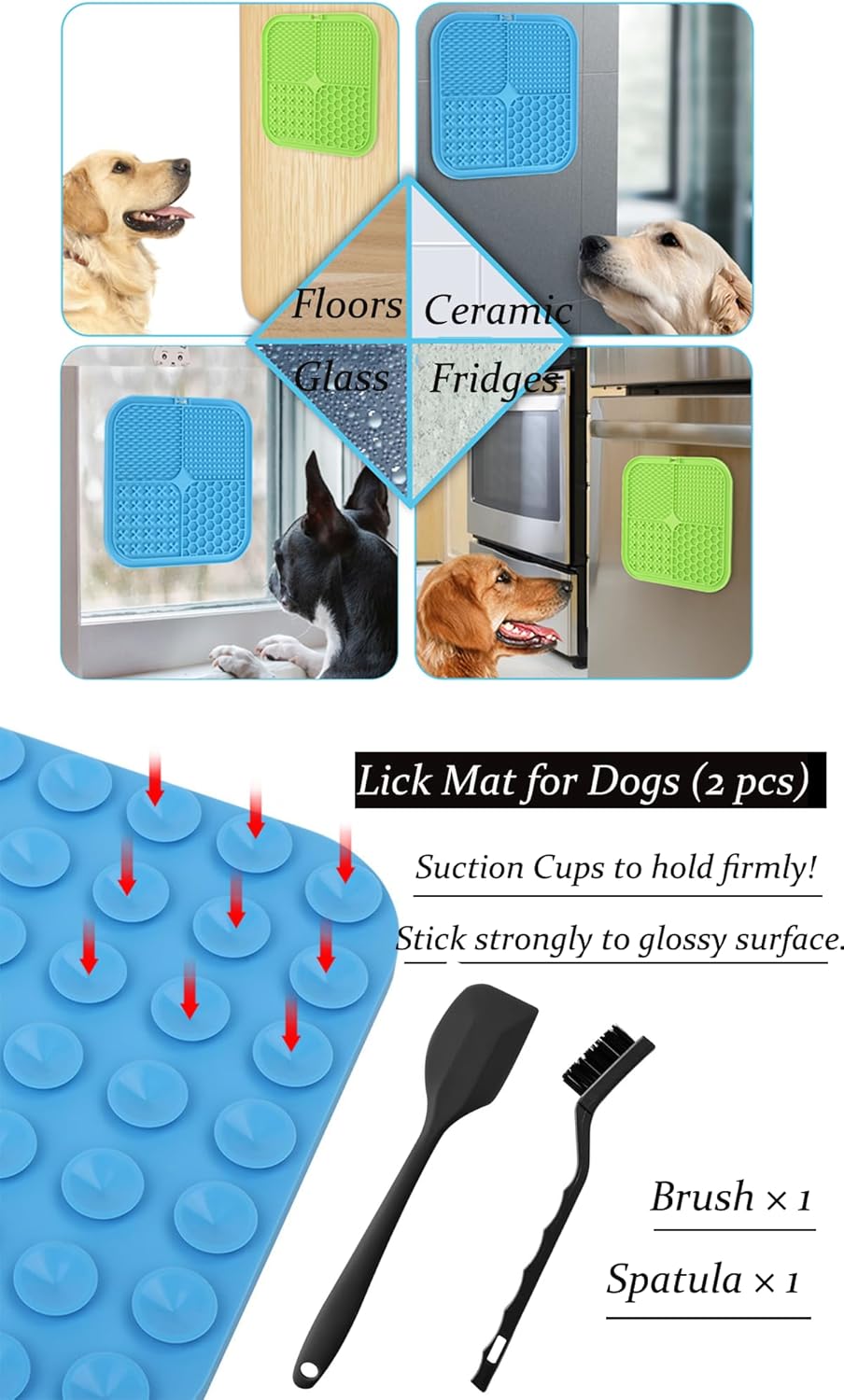 2pcs Dog Lick Mat, Slow Feeder Dog Bowls Insert and Puzzle Toys, Large Lick Mat with Suction Cups Slow Feeder Insert