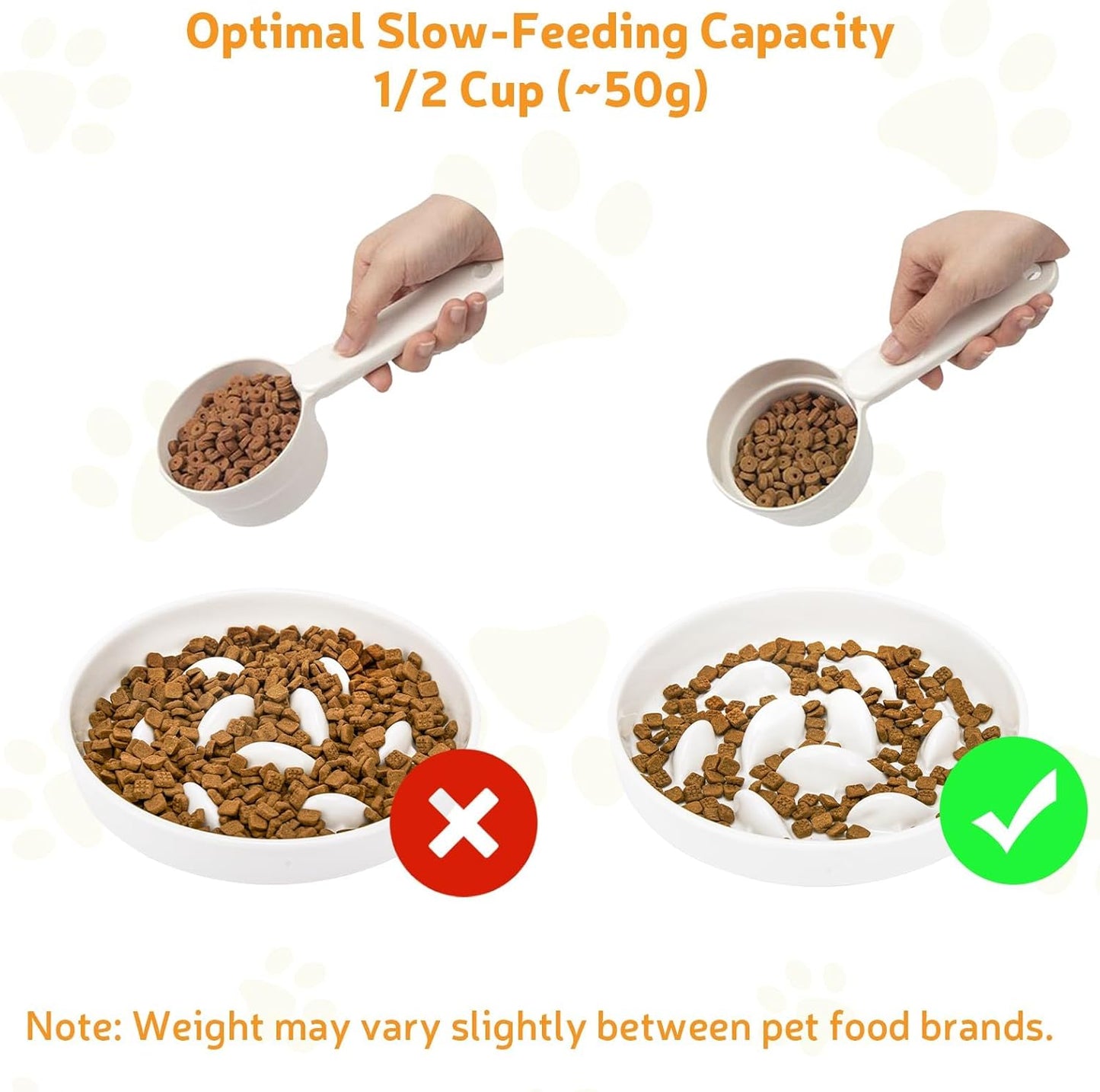 Ceramic Slow Feeder Cat Bowl 6.3'' Wide, Shallow Slow Eating Cat Bowl for Dry and Wet Food, Anti Gulping Pet Puzzle Feeder for Cats and Small Dogs, Dishwasher Safe (White)