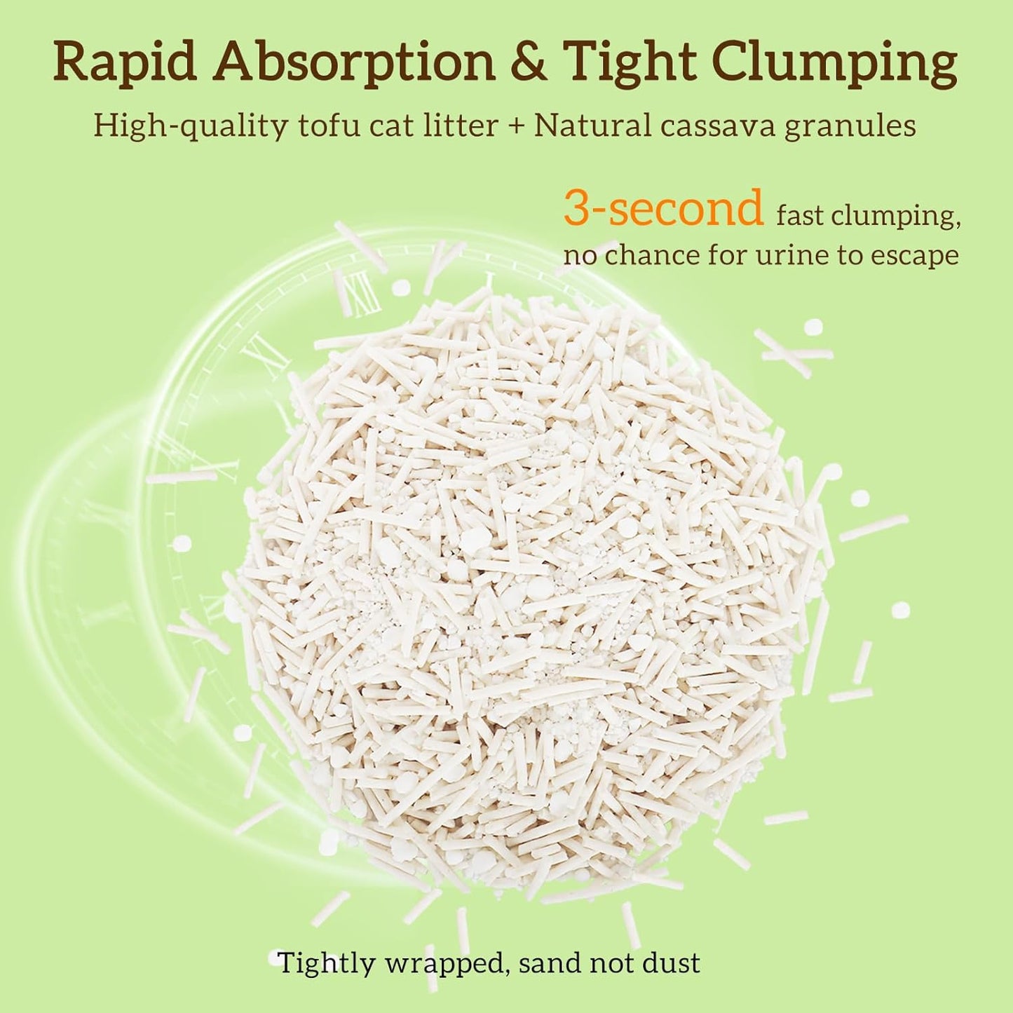 Non-Stick Strong Clumping Cat Litter, Plant Odor Control Tofu Cat Litter + Cassava Mixed Litter, Light Color for Health Tracking 1pack 9lb