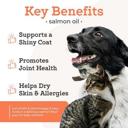 VetPro Complete Wild Alaskan Salmon Oil Formula Supplement for Dogs & Cats, 16 Ounces, Omega 3 & 6 Liquid Fish Oil, EPA + DHA Fatty Acids, Coat & Joint Support, Helps Dry Skin & Allergies, Add to Food