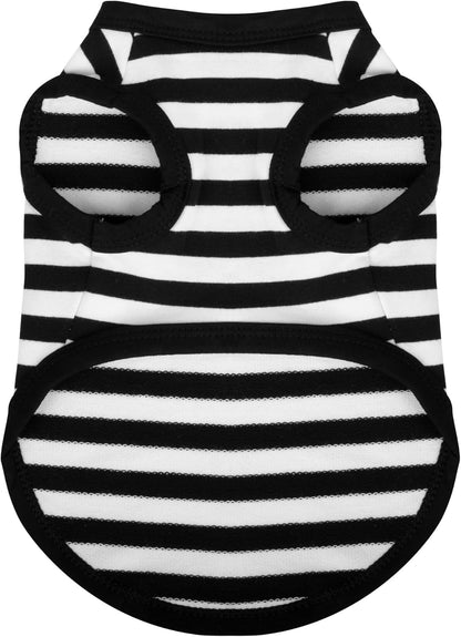 Paiaite Striped Shirt Happy Color Cotton Sleeveless Puppy Shirts Breathable Pet Apparel Tank Top Colorful Puppy Sweatshirt Clothes for Small Medium Dogs Black M