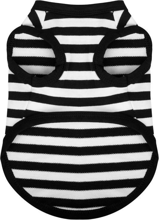 Paiaite Striped Shirt Happy Color Cotton Sleeveless Puppy Shirts Breathable Pet Apparel Tank Top Colorful Puppy Sweatshirt Clothes for Small Medium Dogs Black M