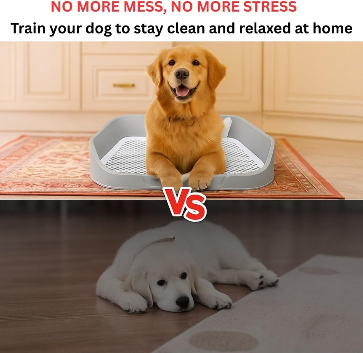 Dog Pee Pad Holder, XL Puppy Potty Training Tray, Indoor Dog Litter Box with Secure Pad Lock, Puppy Pads Holder for Small/Medium/Large Dogs, 21.6" x 17.7