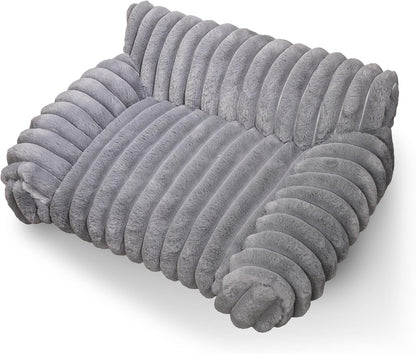 Indoor Pet Sofa Bed | Cat Sofa Bed, Soft Square Pet Bed, Indoor Non-Slip Cat Bed, Comfortable Plush, Suitable for Small to Medium Cats and Dogs (Khaki, L(29.52 * 21.65 * 9.84in))