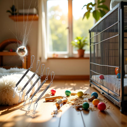 10Pcs Spring with 2 Clips Used Singly or in Combination to Hold Rabbit Water Dispenser Drinking Bottle for Small Animals Feeding and Watering Supplies