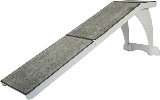 PetSafe CozyUp Bed Ramp - Supports Pets Back & Joints - High Traction Carpet Surface - Furniture-Grade Wood - Cherry or White Finish - Heavy Duty Bed Access Ramp - White