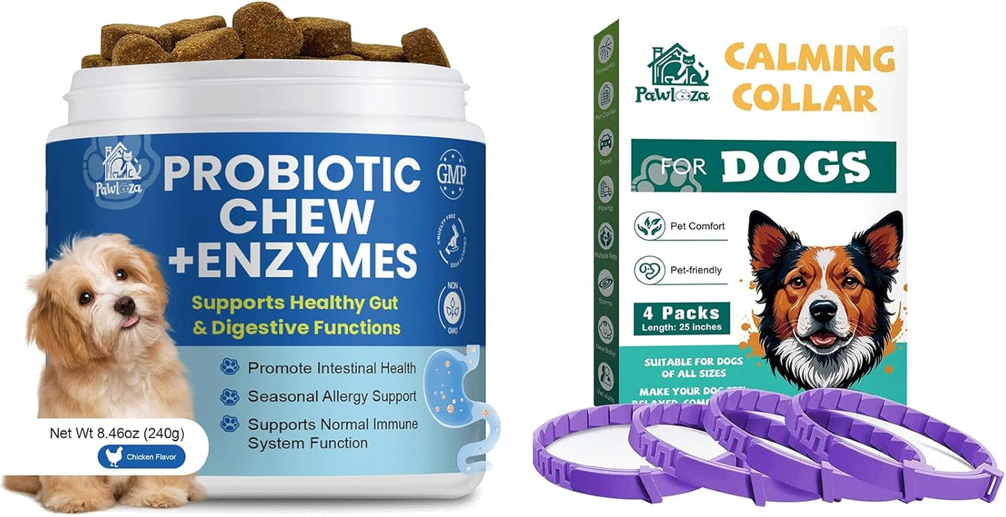 Probiotics for Dogs, Improve Itchy Skin Itchy Ears + Calming Collar for Dogs