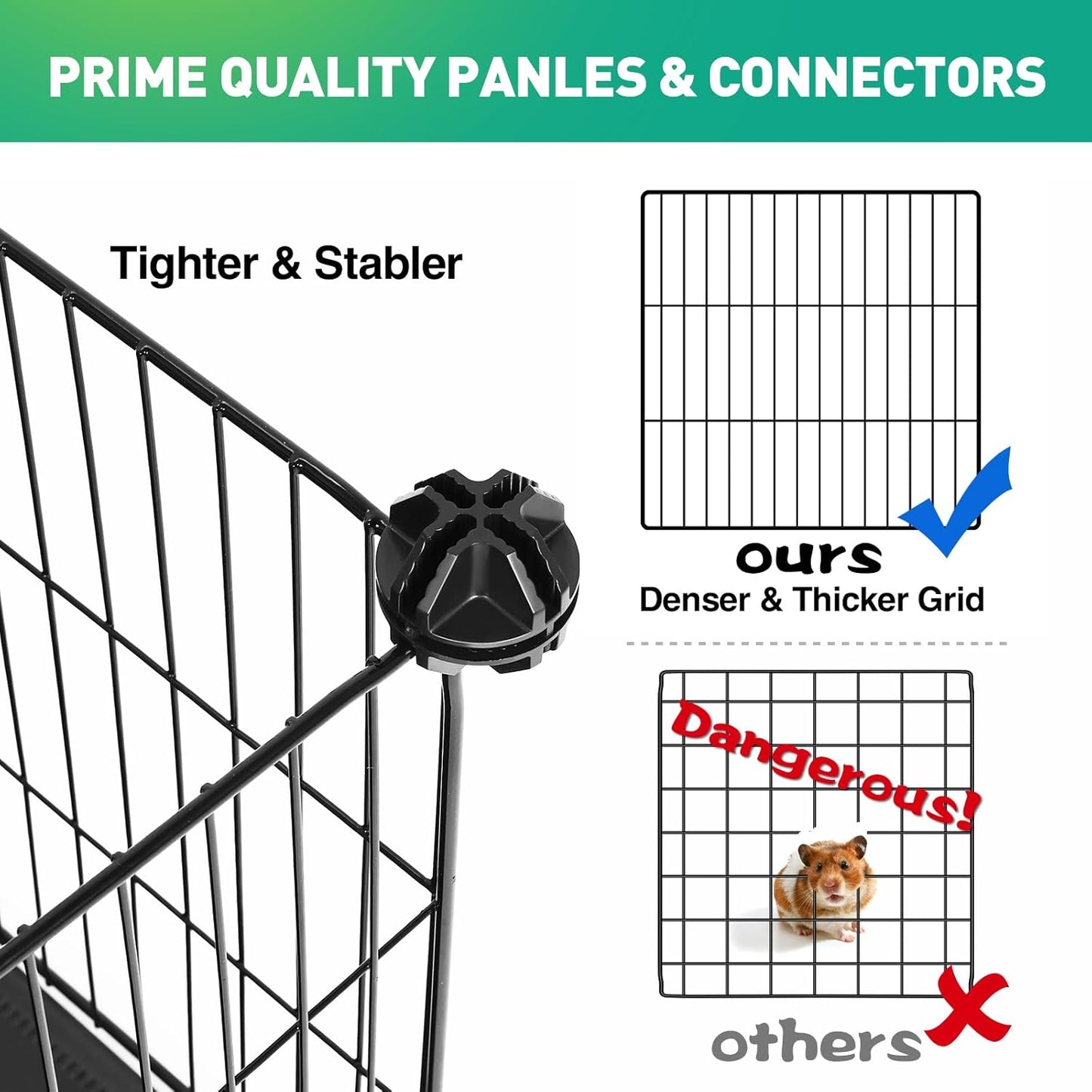 41 Panels Pet Playpen, 35.4" L x 23.6" W x 23.6" H Small Animal Playpen with 2 Doors, C&C Cage for Guinea Pigs,Rabbit,Bunny,Hedgehogs, Puppy Play Pen Indoor Outdoor, Two-Story Chicken Play Pen