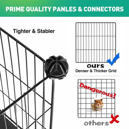 41 Panels Pet Playpen, 35.4" L x 23.6" W x 23.6" H Small Animal Playpen with 2 Doors, C&C Cage for Guinea Pigs,Rabbit,Bunny,Hedgehogs, Puppy Play Pen Indoor Outdoor, Two-Story Chicken Play Pen