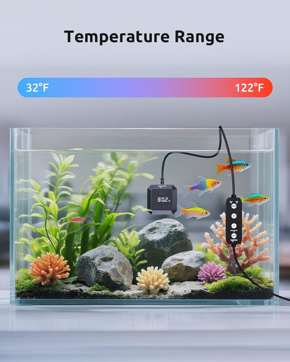 SEAOURA Aquarium Thermometer & Aquarium Vacuum Cleaner