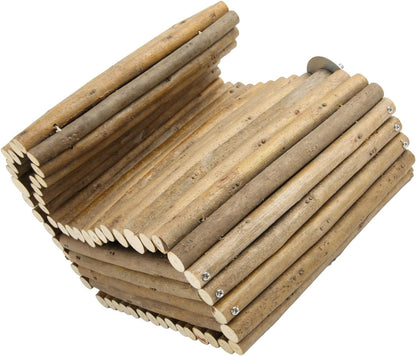 Wooden Rabbit House Hanging Hideout, Natural Wood Small Animal Hut, Well Ventilated Wooden Nest for Rabbit Chinchilla Guinea Pig, Safe Non Pet Habitat with Easy Install