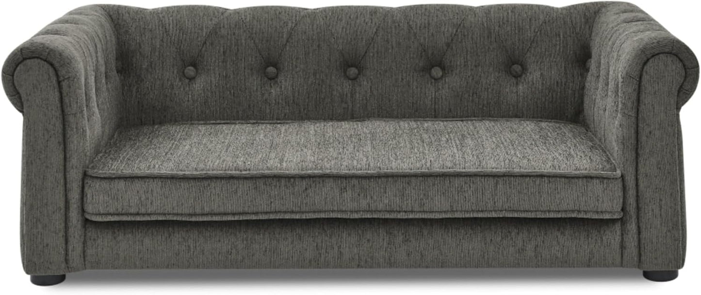 Elevated Rectangle Pet Sofa Bed for Small Medium Dogs Comfortable Orthopedic Support Couch Durable Indoor Lounge Furniture Modern Pet Bedding Raised Design Washable Fabric Plush Padding (Dark Gray)