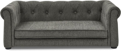 Elevated Rectangle Pet Sofa Bed for Small Medium Dogs Comfortable Orthopedic Support Couch Durable Indoor Lounge Furniture Modern Pet Bedding Raised Design Washable Fabric Plush Padding (Dark Gray)