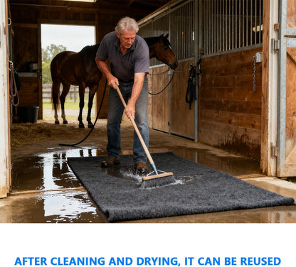 Under Horse/Stable Mats，Horse shed Floor mat——Backing Prevents Liquid Penetration,Duty Stall Mats for Floor Surface,Soft Material, Non-Slip Backing，Washable,Keeps Stable Floors Clean(6 x 8 FT)