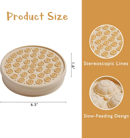 2 Pcs Multifunctional Silicone Dog Lick Bowl with Lick Mat and Dog Treat Molds Slow Feeder Dog Bowls BPA-Free Silicone Freeze Bowl for Pets, Choking Prevent, Anxiety Relief (Morandi Beige)