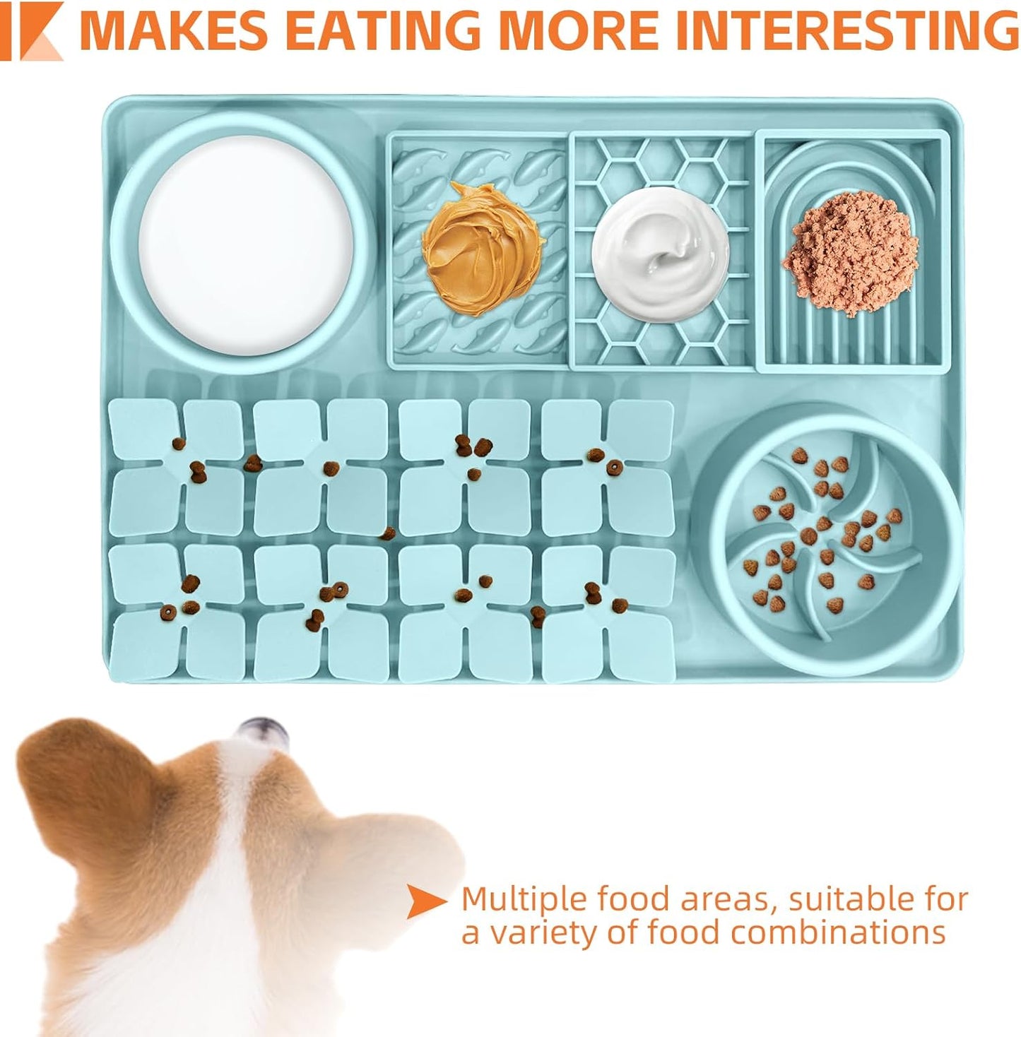 Lick Mat for Dogs Mint Green and Pet Hair Removal Glove