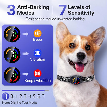 Bark Collar for Small Medium Dogs, Dog Bark Collar with Beep Vibration, IP67 Waterproof Rechargeable Barking Collar with 7 Adjustable Sensitivity (Classic Black)