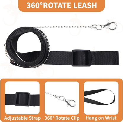 3 Pack Bearded Dragon Leash and Harness Set for Small Animals, 6.5FT Leash with 3 Sizes Adjustable Harness for Lizard Walking Adventure, Soft Vest Clothes for Squirrel Reptile Lovers -Black