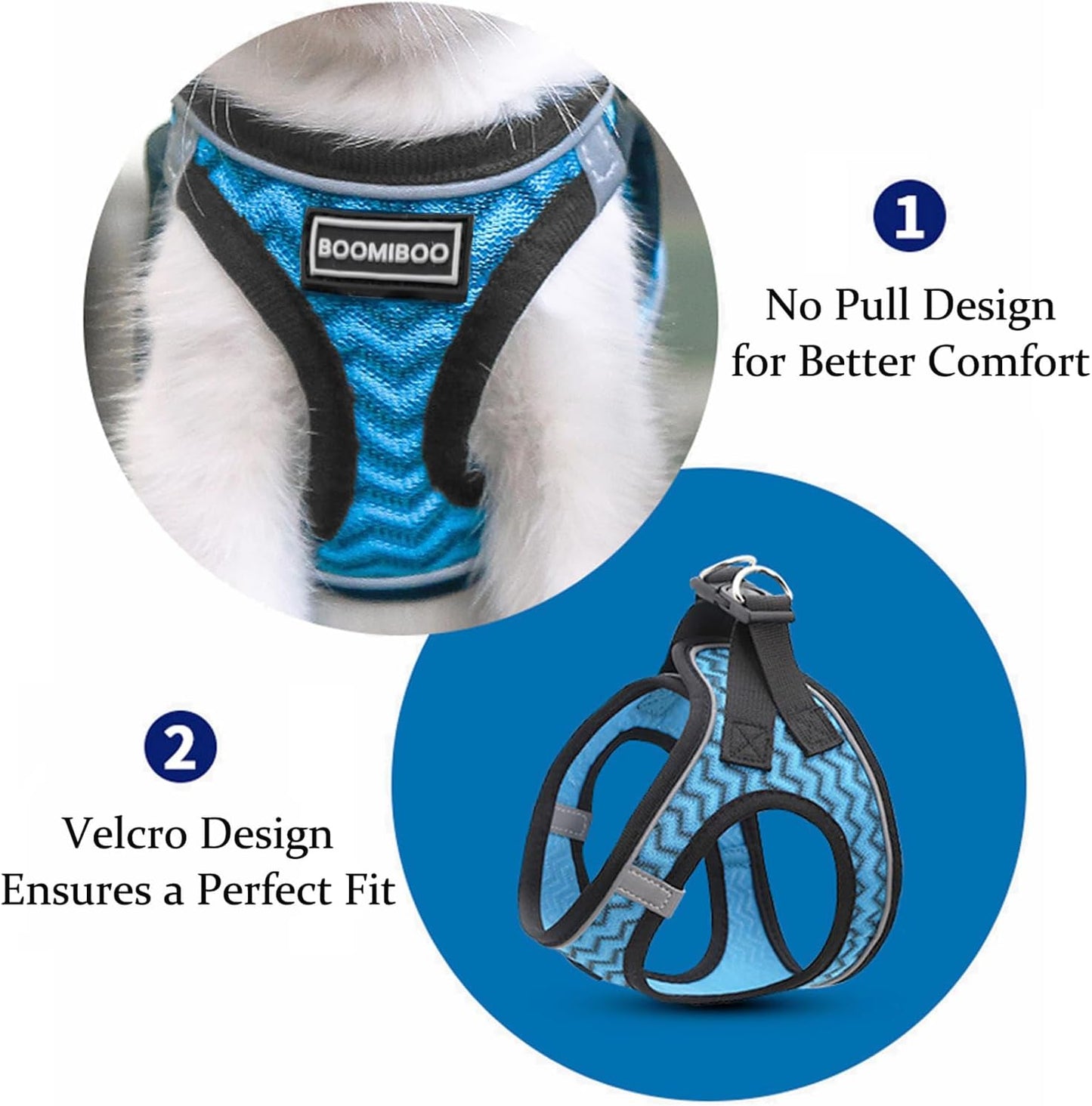 BOOMIBOO Dog Harness with Leash Set, No Pull Adjustable Reflective Step-in Puppy Pet Vest Harnesses for Small Medium Large Dogs and Cats,Pink XS