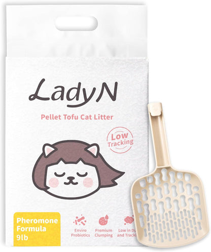 Welcome Home Cat Kit – Attractant Tofu Pellet Litter 9lb + Infinity Scoop, Dust-Free, Low Tracking, Ideal for New Cats or Moves