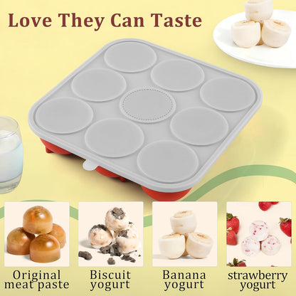 9-Cavity Silicone Frozen Dog Treat Mold with Lid for Woof Pupsicle & Power Chewer Pupsicle Large 25-75lbs,Reusable Frozen Dog Treat Tray Mold for Pupsicle Toy