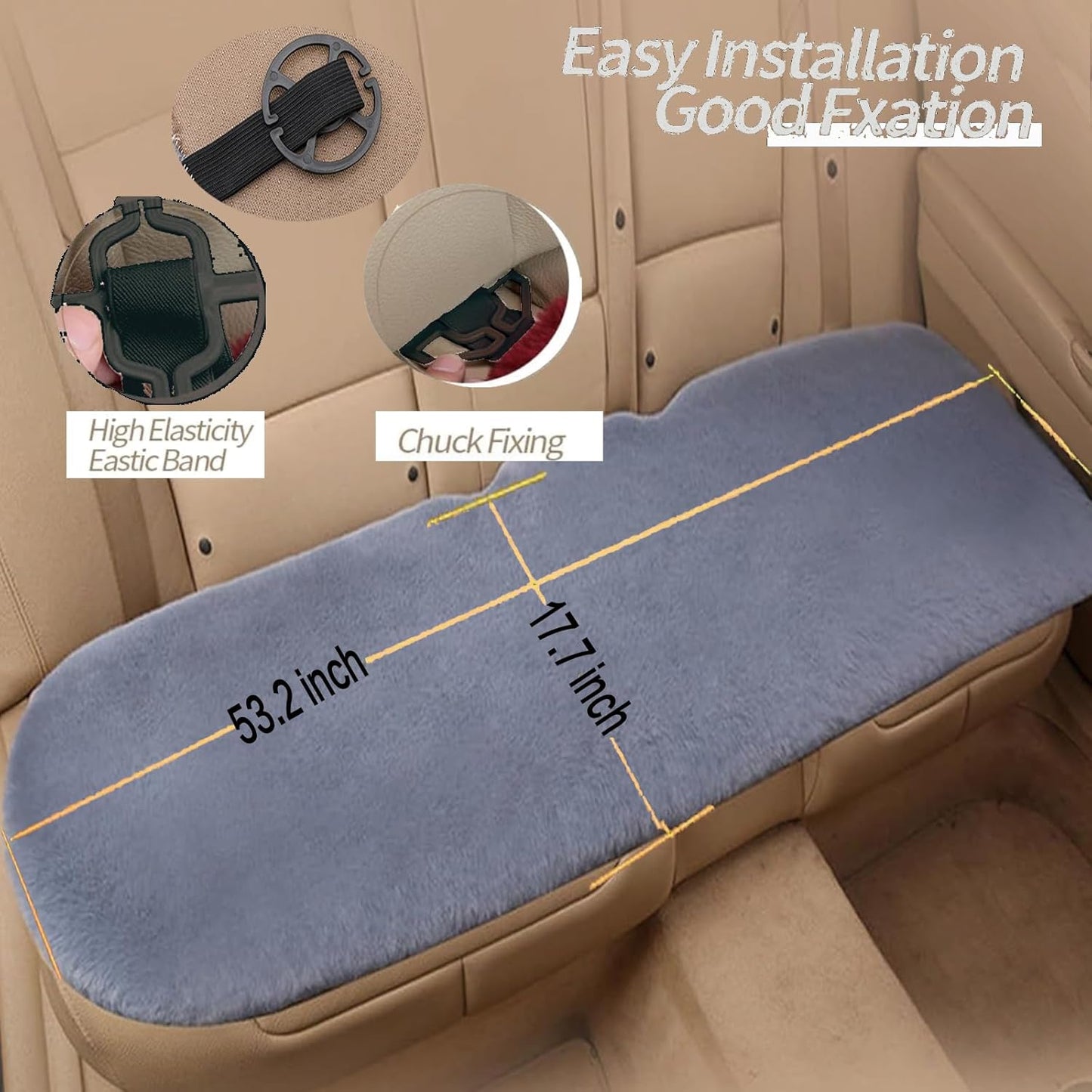 YOFANG Dog Bed for Car Back Seat, Non-Slip and Soft Furry Travel Pet Mat, Washable Blanket Fit for Car Backseat Protector,Pet Bed for Backseat Extenders and Hammock Seat Covers (53"x17.7")