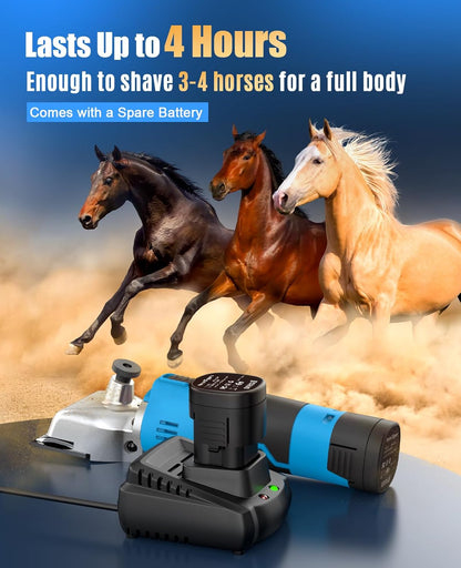 oneisall Cordless Horse Clippers,Professional Horse Grooming Clippers with 2 Batteries,Detachable Stainless Steel Blade Heavy Duty Horse Grooming Kit for Thick Coat