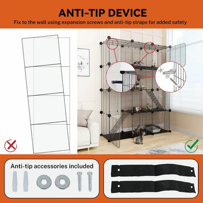 Cat Cage Indoor, Big Wire Cat Cage Kennels Enclosures DIY Playpen Crates, Pet Pen C&C Cage for Multiple Cats Kittens Rabbits Bunny Ferrets Chinchilla and Small Animals