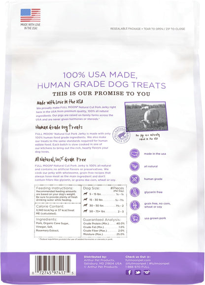 Full Moon Natural Cut Pork Jerky Healthy All Natural Dog Treats Human Grade Grain Free 10 oz