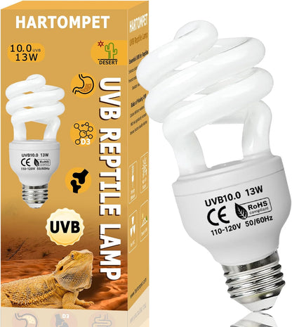 UVB 105.0 Reptile Light 13W, Compact Fluorescent Lamp，Coil UVB Desert Bulb–Lighting for Bearded Dragons, Lizards, Tortoises, Snakes, Geckos, Amphibians & Small Reptile Tanks
